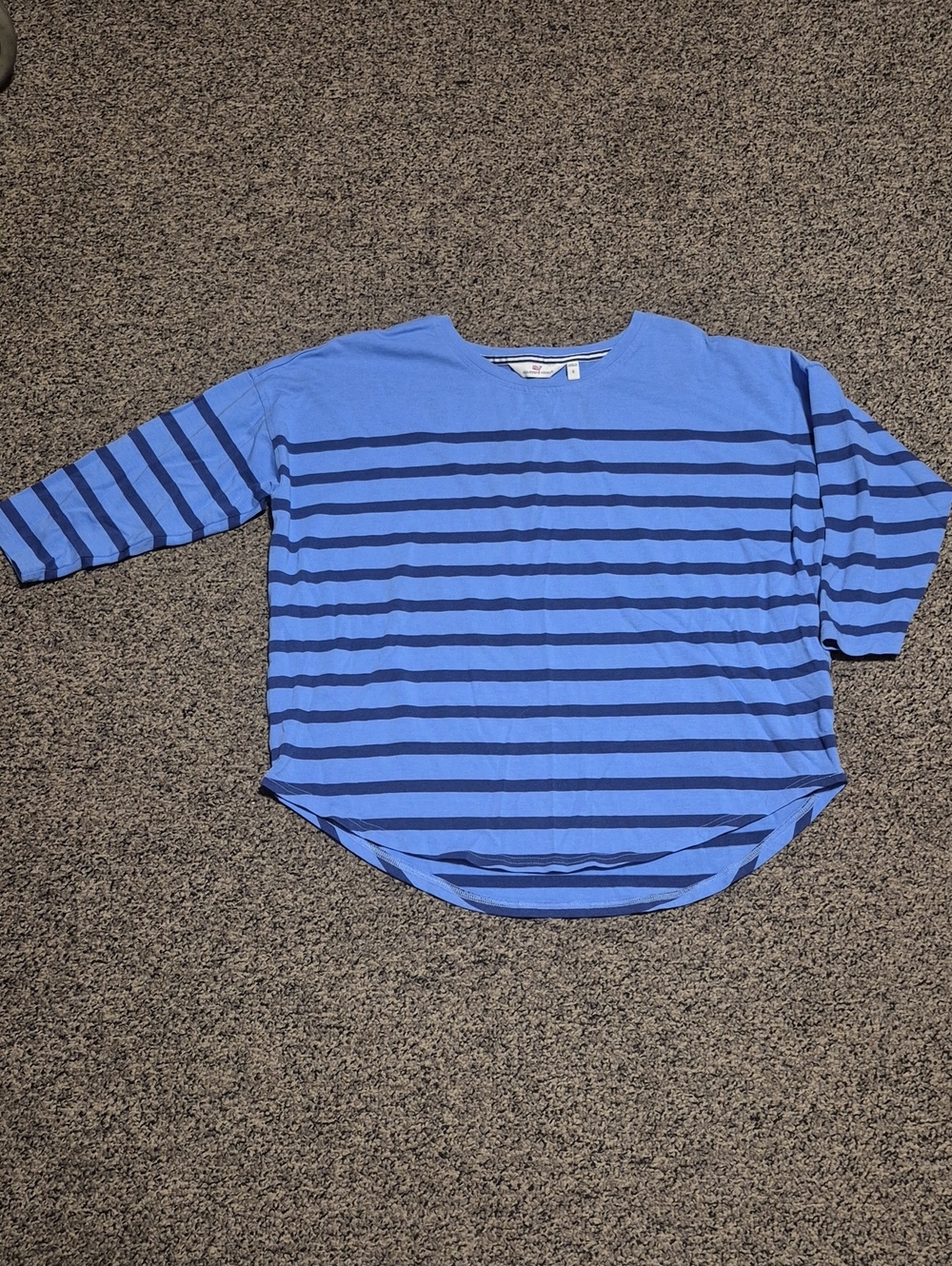 Vineyard Vines Blue and Navy Stripe Boatneck Top